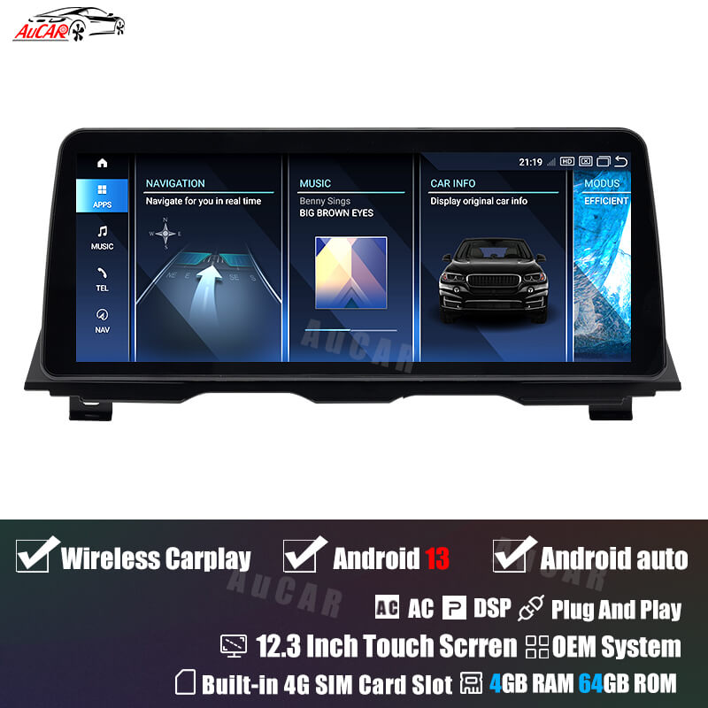 AuCAR Android 13 10.25/12.3 Head Unit Car Video For BMW 5 Series F10 F11 F12 Car Multimedia Player GPS Navi Audio Radio Stereo Head Unit