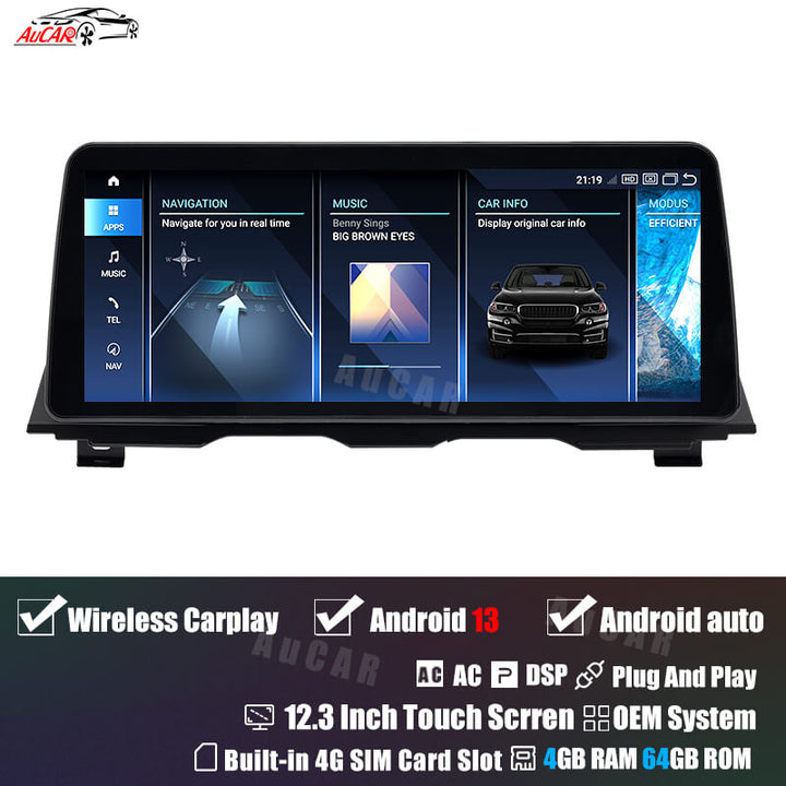 AuCAR Android 13 10.25/12.3 Head Unit Car Video For BMW 5 Series F10 F11 F12 Car Multimedia Player GPS Navi Audio Radio Stereo Head Unit
