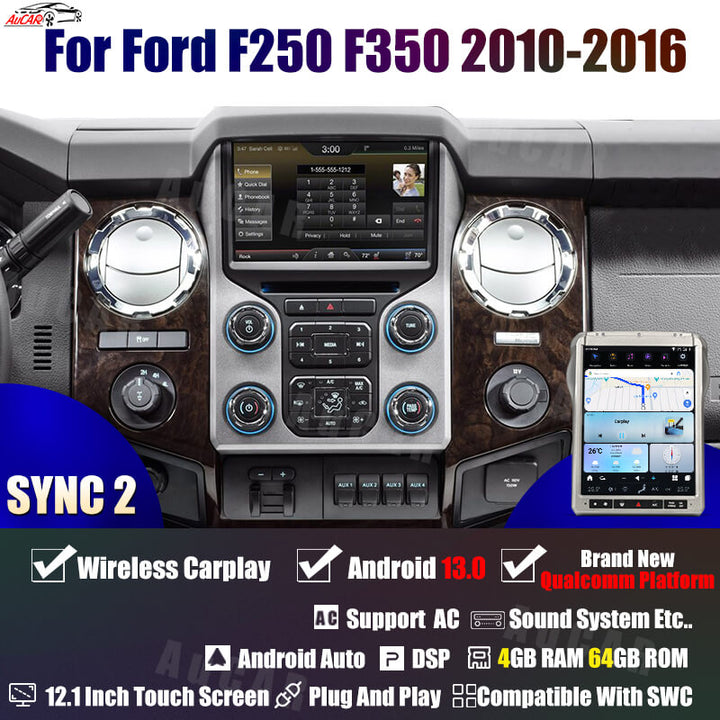 AuCar Tesla Android 13 12.1" Car Radio GPS Navigation For Ford F250 F350 F450 F650 2010-2016