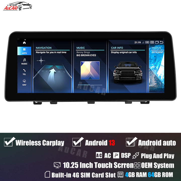 AuCar Android 13 10.25 / 12.3 Screen Size Car Radio GPS Navigation For BMW X1 E84 Car Multimedia Stereo Player Car Video