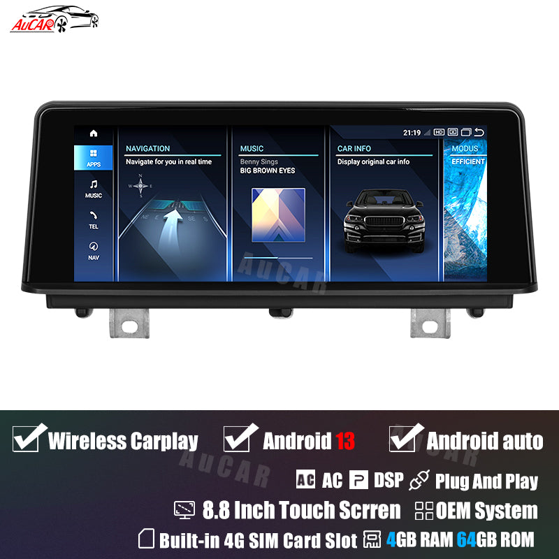 AuCar Android 13 8.8" Car Radio GPS Navigation For BMW 2/3 Series F20 F30 2018-2020 Car Multimedia Stereo Player Car Video