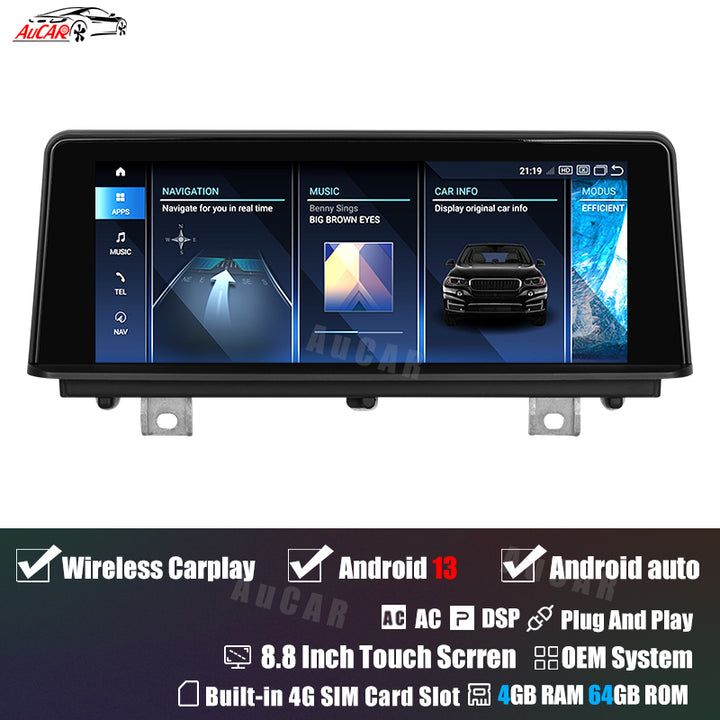 AuCar Android 13 8.8" Car Radio GPS Navigation For BMW 2/3 Series F20 F30 2018-2020 Car Multimedia Stereo Player Car Video