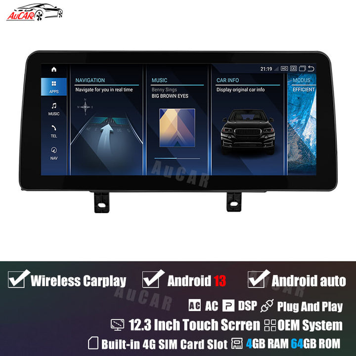 AuCar Android 13 12.3" Car Radio GPS Navigation For BMW 3/4 Series F32 F33/F36 2013-2020 Car Multimedia Stereo Player Car Video