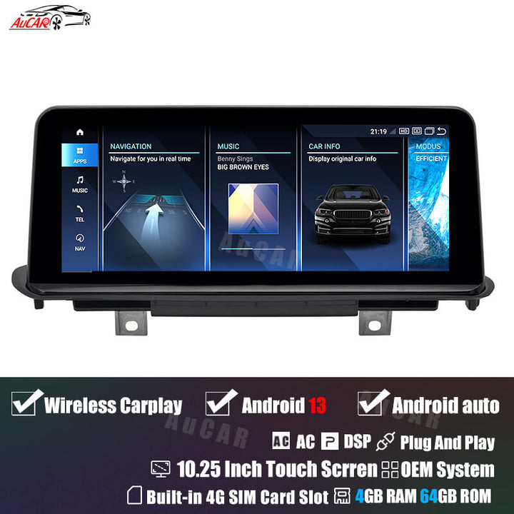 AuCar Android 13 10.25 / 12.3 Screen Size Car Radio GPS Navigation For BMW X5 F15 Car Multimedia Stereo Player Car Video