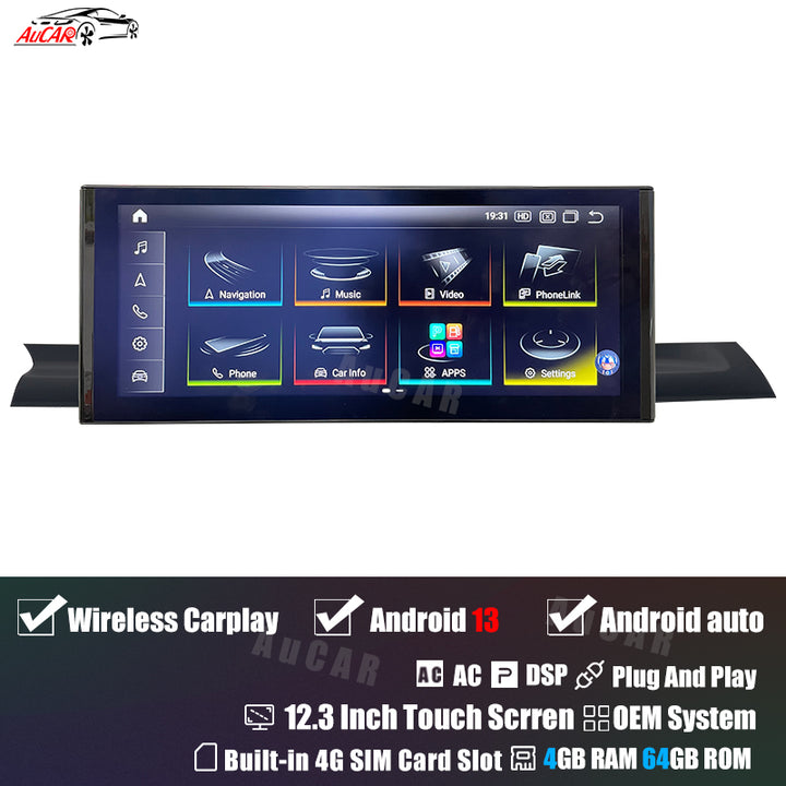 AuCar Android 13 12.3" Car Radio GPS Navigation For Audi A5 2009-2016 Car Multimedia Stereo Player Car Video