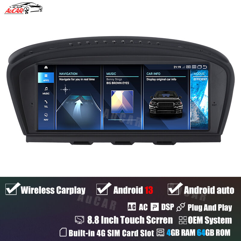 AuCar Android 13 12.3" Car Radio GPS Navigation For BMW 5 Series E60 Car Multimedia Stereo Player Car Video