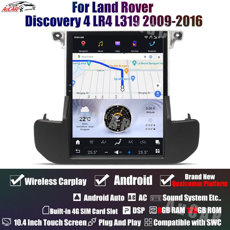AuCar Tesla Android 10.4" Car Radio GPS Navigation For Land Rover Discovery 4 LR4 L319 2009-2016 Car Multimedia Stereo Player Car Video