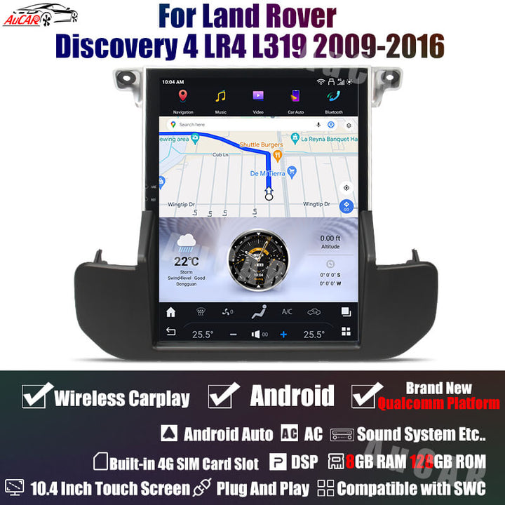 AuCar Tesla Android 10.4" Car Radio GPS Navigation For Land Rover Discovery 4 LR4 L319 2009-2016 Car Multimedia Stereo Player Car Video
