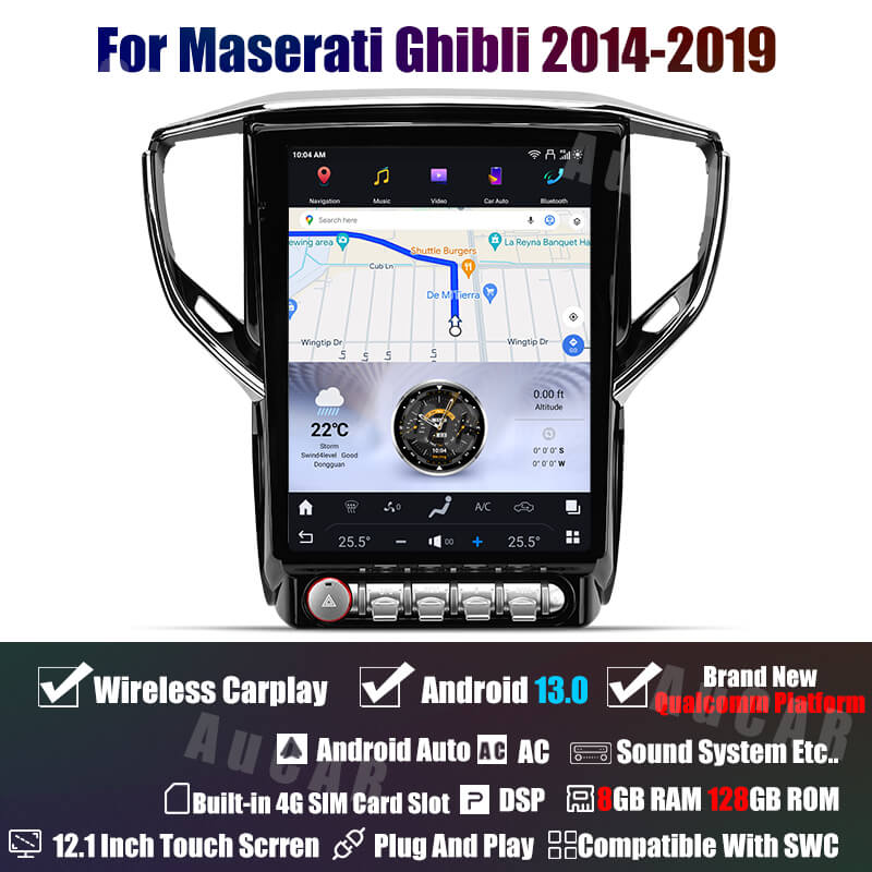AuCar Tesla Android 13 12.1" Car Radio GPS Navigation For Maserati Ghibli 2014-2019 Car Multimedia Stereo Player Car Video