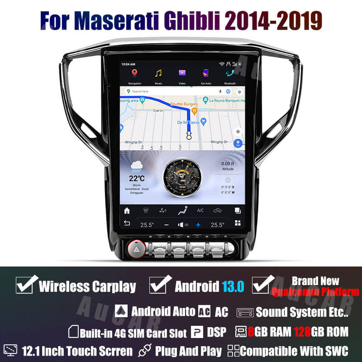 AuCar Tesla Android 13 12.1" Car Radio GPS Navigation For Maserati Ghibli 2014-2019 Car Multimedia Stereo Player Car Video