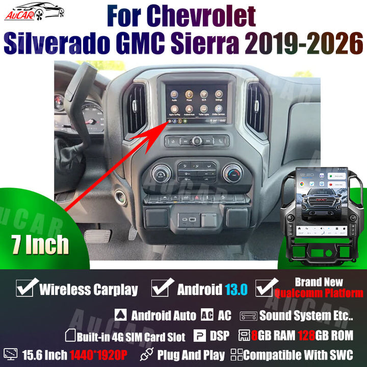 AuCar Tesla Android 15.6″ Car Radio GPS Navigation For Chevrolet Silverado GMC Sierra 2019-2026