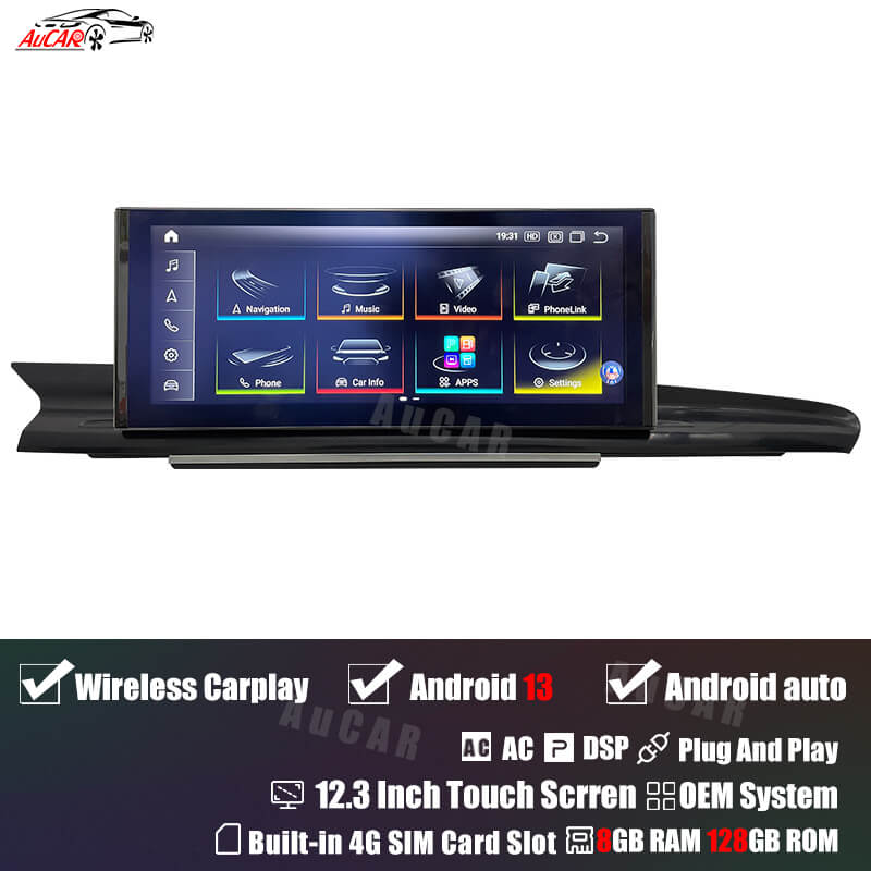 AuCar Android 13 12.3" Car Radio GPS Navigation For Audi A6 A7 S6 S7 RS6 RS7 2012-2018 Car Multimedia Stereo Player Car Video