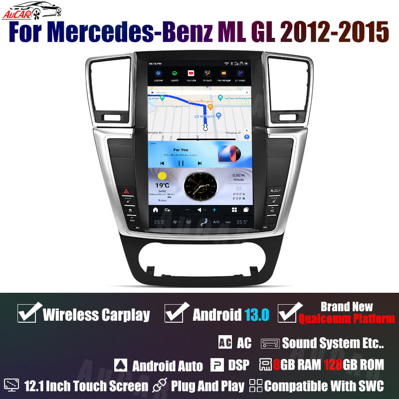 AuCar Tesla Android 13 12.1" Car Radio GPS Navigation For Mercedes Benz ML GL 2012-2015 Car Multimedia Stereo Player Car Video