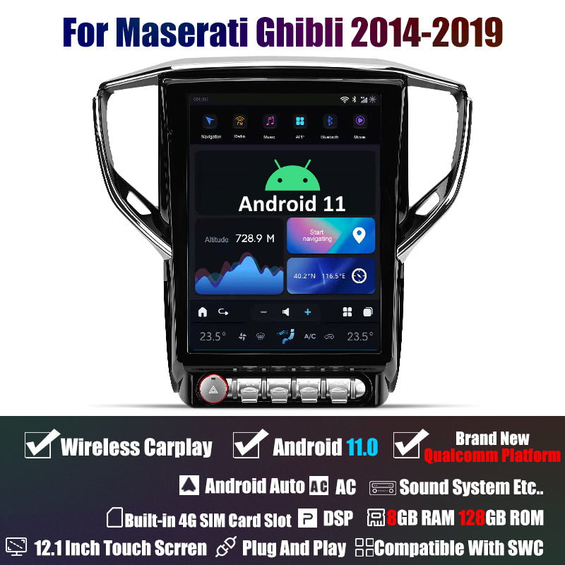 AuCar Tesla Android 11 12.1" Car Radio GPS Navigation For Maserati Ghibli 2014-2019 Car Multimedia Stereo Player Car Video