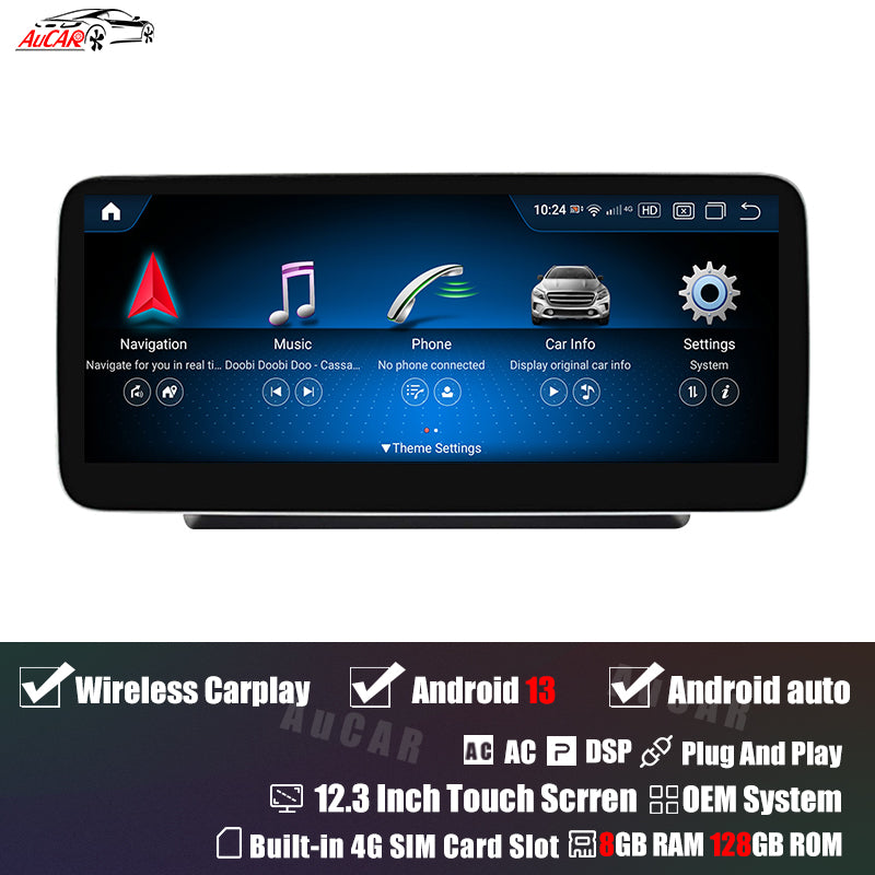 AuCAR Android 13 10.25/12.3 Head Unit Car Video For Mercedes Benz B Class NTG 5.0 Car Multimedia Player GPS Navi Audio Radio Stereo Head Unit