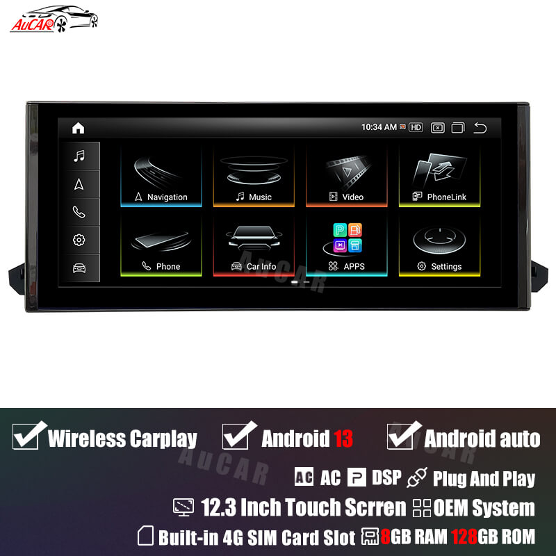AuCar Android 13 12.3" Car Radio GPS Navigation For Audi Q5L 2018-2020 Car Multimedia Stereo Player Car Video