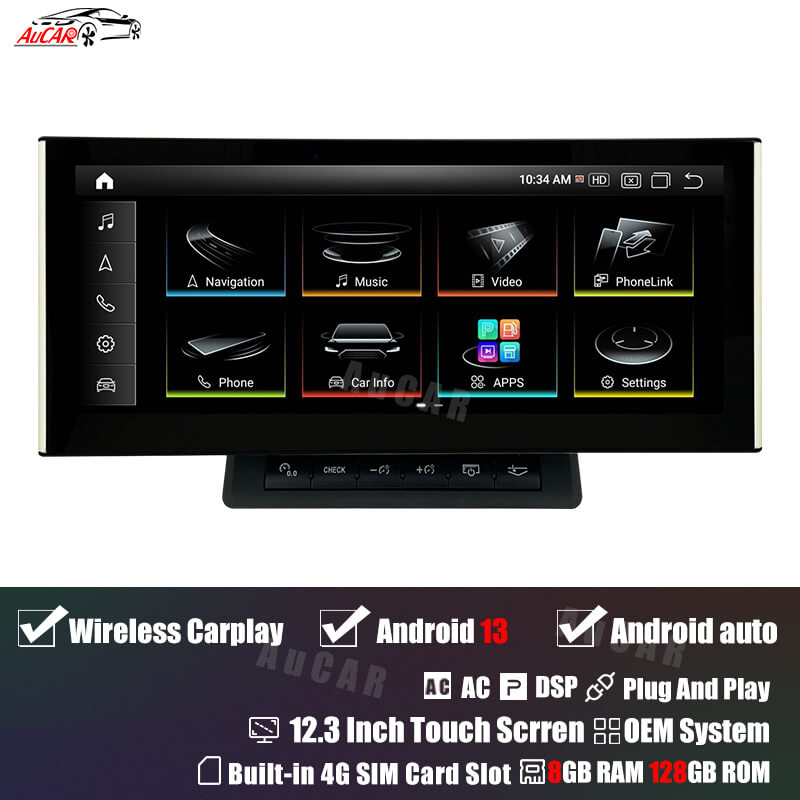 AuCar Android 13 12.3" Car Radio GPS Navigation For Audi A6 2005-2011 Car Multimedia Stereo Player Car Video