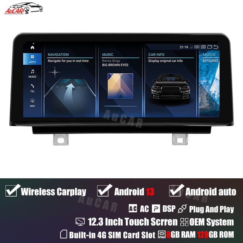 AuCar Android 13 12.3" Car Radio GPS Navigation For BMW 1 Series F20 F21 2011-2016 Car Multimedia Stereo Player Car Video