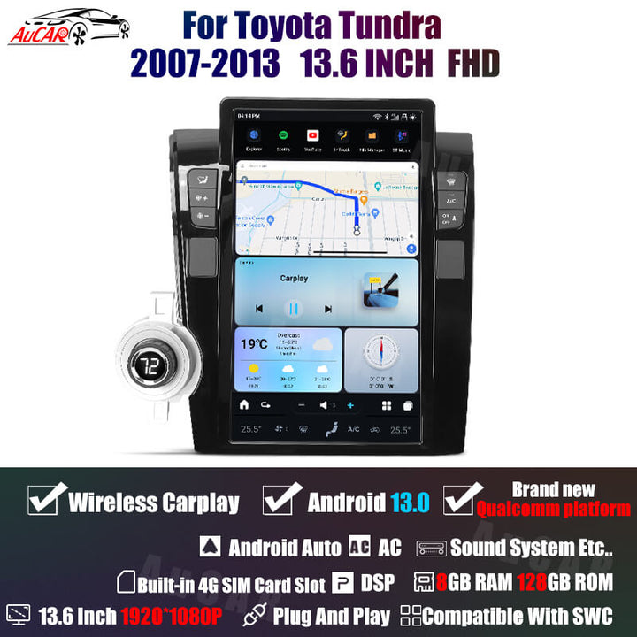 AuCar Tesla Android 13 13.6" Car Radio GPS Navigation For Toyota Tundra Sequoia 2007-2013 Car Multimedia Stereo Player Car Video