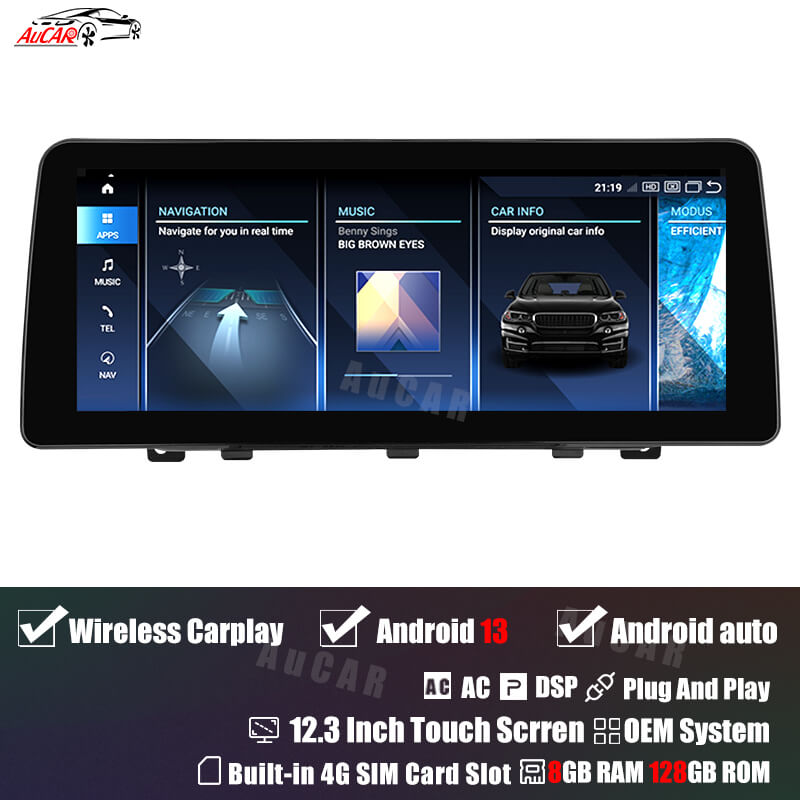 AuCar Android 13 10.25 / 12.3 Screen Size Car Radio GPS Navigation For BMW X1 E84 Car Multimedia Stereo Player Car Video