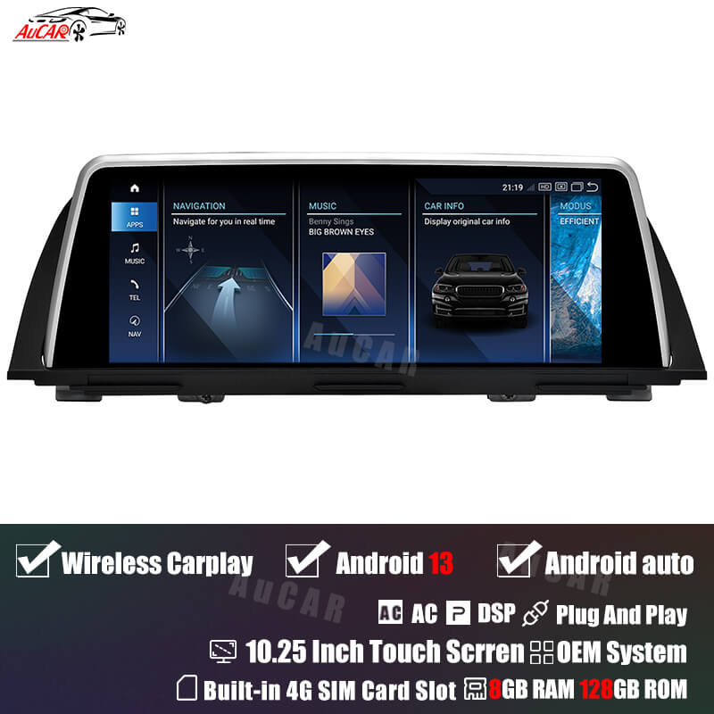 AuCAR Android 13 10.25/12.3 Head Unit Car Video For BMW 5 Series F10 F11 F12 Car Multimedia Player GPS Navi Audio Radio Stereo Head Unit