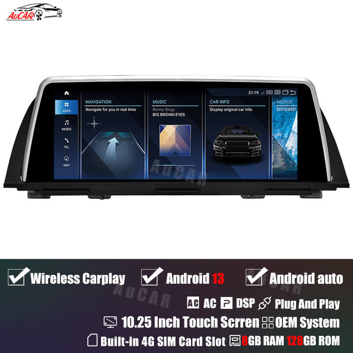 AuCAR Android 13 10.25/12.3 Head Unit Car Video For BMW 5 Series F10 F11 F12 Car Multimedia Player GPS Navi Audio Radio Stereo Head Unit