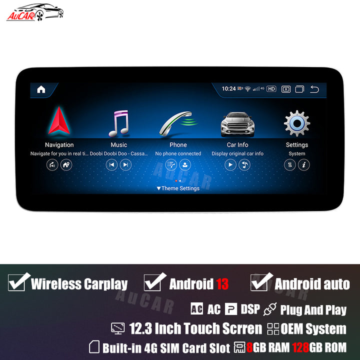 AuCAR Android 13 10.25/12.3 Head Unit Car Video For Mercedes-Benz C-GLC-Class NTG 5.0 Car Multimedia Player GPS Navi Audio Radio Stereo Head Unit