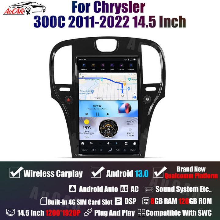 AuCar Tesla Android 13 14.5" Car Radio GPS Navigation For Chrysler 300C 2011-2022 Car Multimedia Stereo Player Car Video