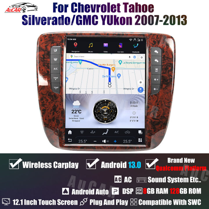 AuCar Tesla Android 12.1" Car Radio GPS Navigation For Chevrolet Tahoe/Silverado/GMC Yukon Suburban 2007-2013