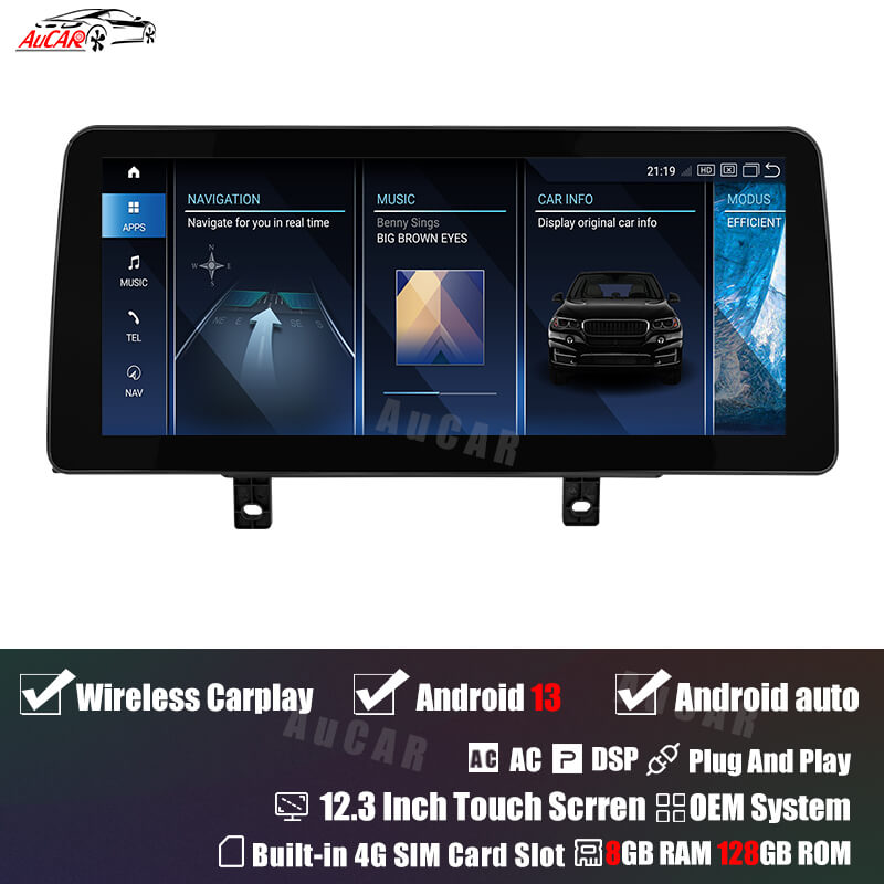AuCar Android 13 12.3" Car Radio GPS Navigation For BMW 3/4 Series F32 F33/F36 2013-2020 Car Multimedia Stereo Player Car Video