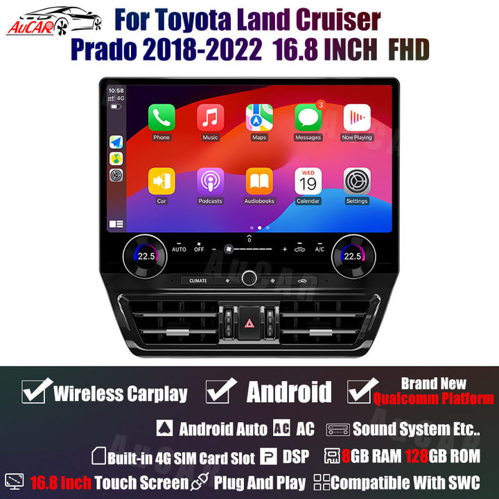AuCar Tesla Android 16.8" Car Radio GPS Navigation For Toyota Land Cruiser Prado 2010-2021 Car Multimedia Stereo Player Car Video