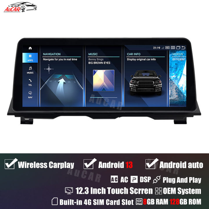 AuCAR Android 13 10.25/12.3 Head Unit Car Video For BMW 5 Series F10 F11 F12 Car Multimedia Player GPS Navi Audio Radio Stereo Head Unit