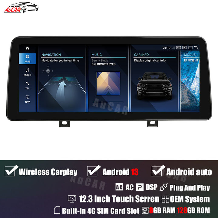 AuCar Android 13 12.3" Car Radio GPS Navigation For BMW 2 Series F45 F46 2013-2019 NBT Car Multimedia Stereo Player Car Video