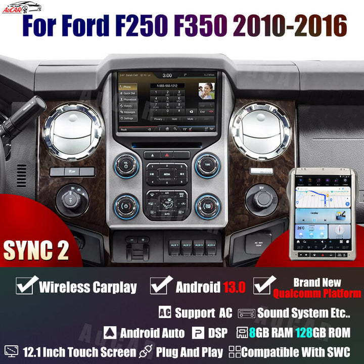 AuCar Tesla Android 13 12.1" Car Radio GPS Navigation For Ford F250 F350 F450 F650 2010-2016