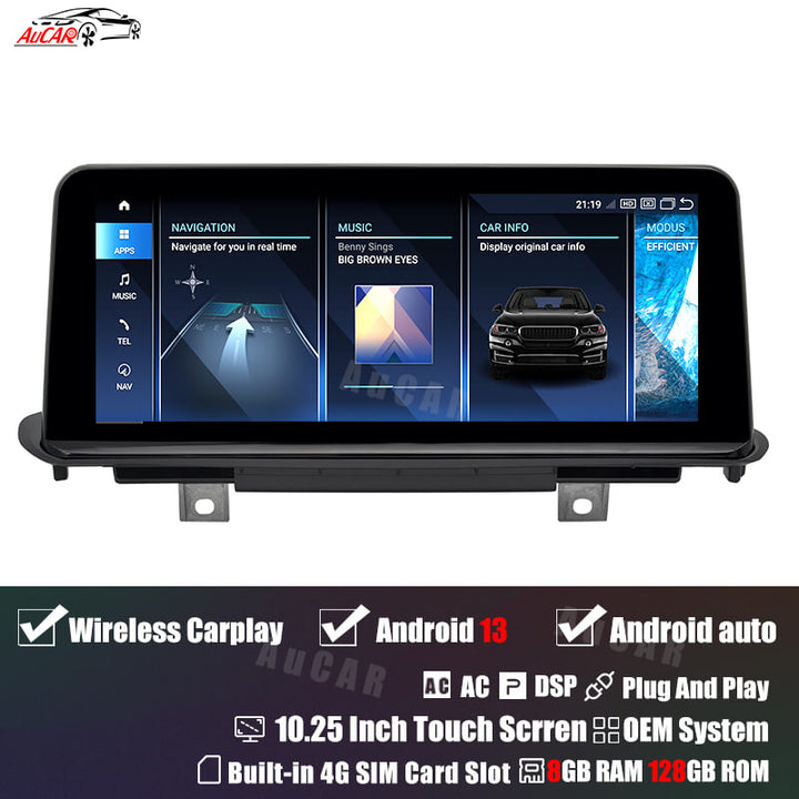 AuCar Android 13 10.25 / 12.3 Screen Size Car Radio GPS Navigation For BMW X5 F15 Car Multimedia Stereo Player Car Video