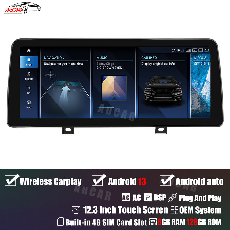 AuCar Android 13 12.3" Car Radio GPS Navigation For BMW 2 Series F45 F46 2013-2019 NBT Car Multimedia Stereo Player Car Video