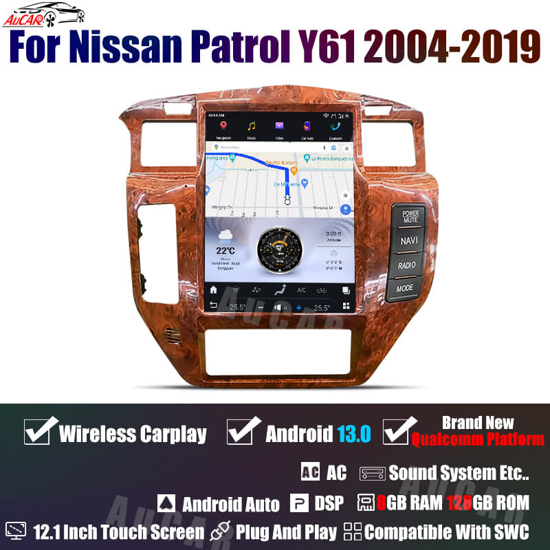 AuCar Android 13 12.1" Car Radio GPS Navigation For Nissan Patrol Y61 2004-2019 Car Multimedia Stereo Player Car Video