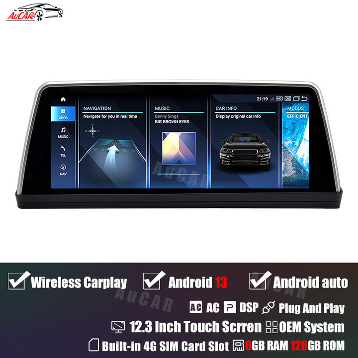AuCar Android 13 12.3" Car Radio GPS Navigation For BMW 5 Series E60 Car Multimedia Stereo Player Car Video