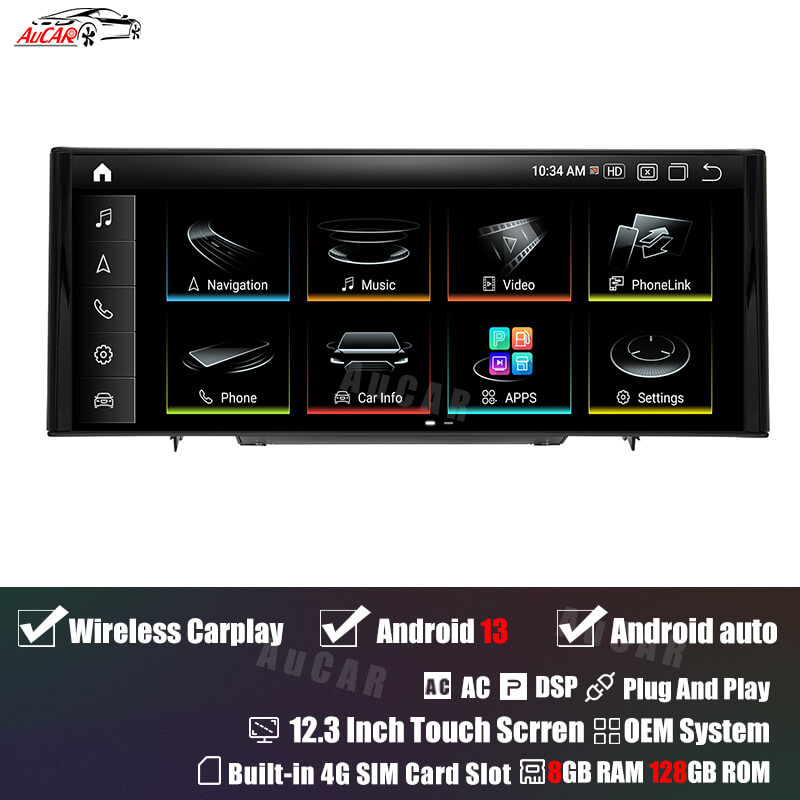 AuCar Android 13 12.3" Car Radio GPS Navigation For Audi A1 2012-2018 Car Multimedia Stereo Player Car Video