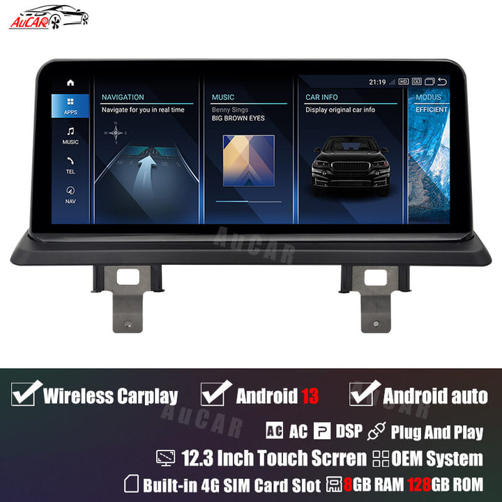 AuCar Android 13 12.3" Car Radio GPS Navigation For BMW 1 Series E81 E82 E87 E88 Car Multimedia Stereo Player Car Video