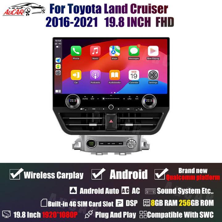 AuCar Tesla Android 19.8" Car Radio GPS Navigation For Toyota Land Cruiser 2016-2021 Car Multimedia Stereo Player Car Video