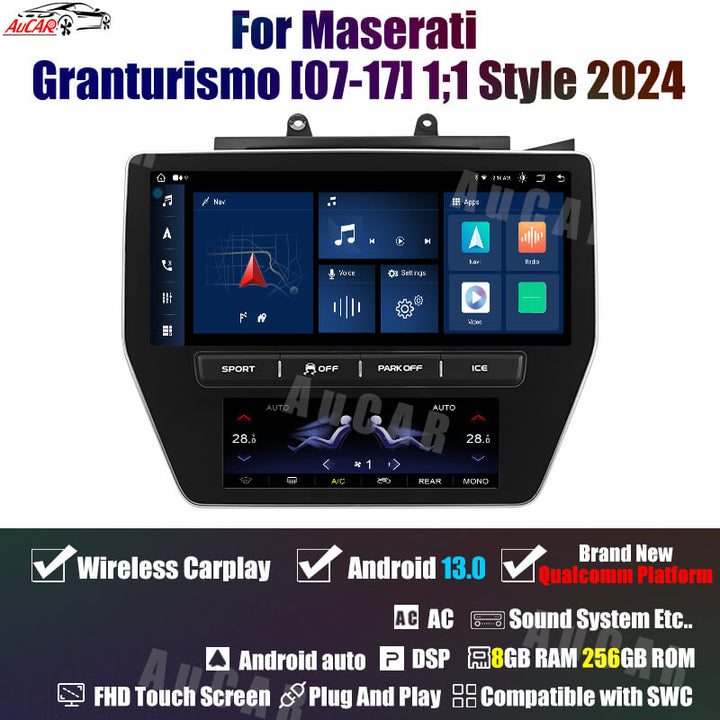 AuCar Tesla Android 13 12.3" Car Radio GPS Navigation For Maserati Granturismo (07-17) 1:1 Style 2024 Car Multimedia Stereo Player Car Video