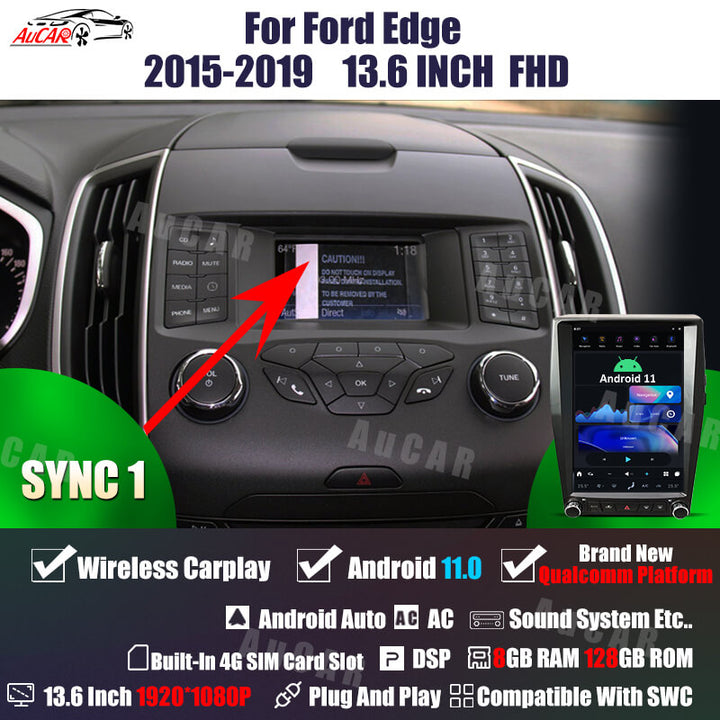 AuCar Tesla Android 11 13.6" Car Radio GPS Navigation For Ford Edge 2015-2019 Car Multimedia Stereo Player Car Video