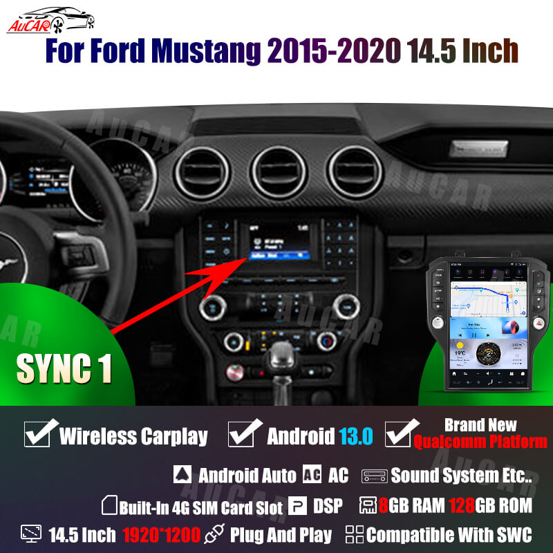 AuCar Tesla Android 14.5" Car Radio GPS Navigation For Ford Mustang 2015-2020