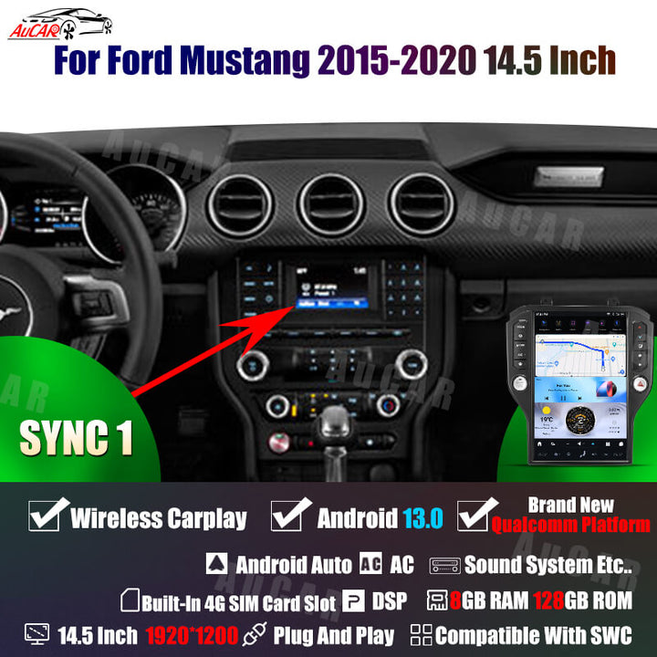 AuCar Tesla Android 14.5" Car Radio GPS Navigation For Ford Mustang 2015-2020