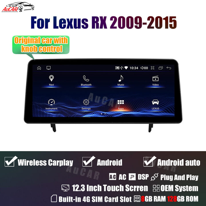 AuCar 12.3" Android Car Radio GPS Navigation For Lexus RX 2009-2015