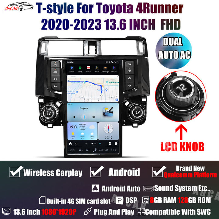 AuCAR Tesla style Android 13 13.6 inch Car Radio Multimedia GPS Navigation For Toyota 4Runner 2009-2023