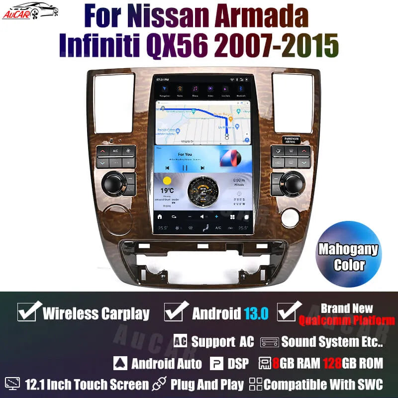 AuCar Android 12.1" Car Radio GPS Navigation For Nissan Armada Infiniti QX56 2007-2015 Car Multimedia Stereo Player Car Video