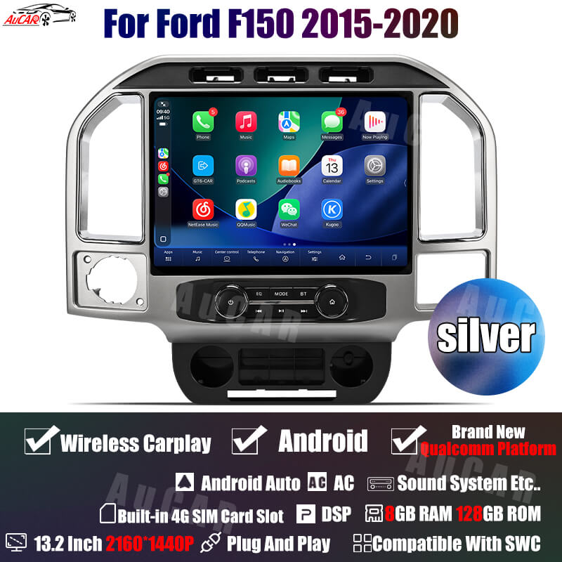 AuCar Android 13.2" Car Radio GPS Navigation For Ford F150 F250 F350 Raptor 2015-2021