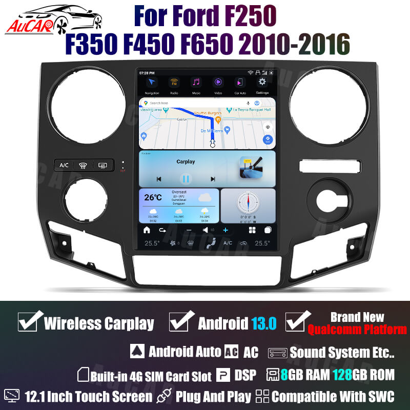 AuCar Tesla Android 12.1" Car Radio GPS Navigation For Ford F250 F350 F450 F650 2010-2016 NOSYNC